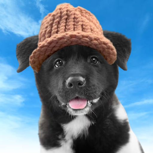 ChiChi wearing a knit hat